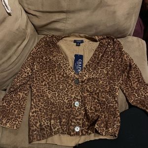 Short leopard cardigan